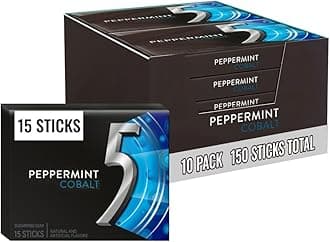 5 Gum Peppermint Cobalt Sugarfree Gum, 15 Pieces (Pack of 10)