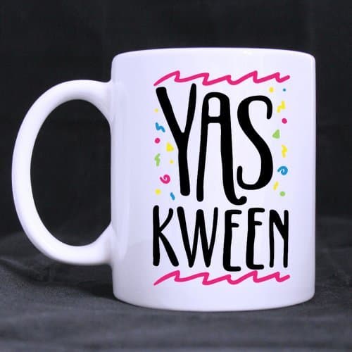 Yas Kween Coffee Mug Ceramic White Mugs 11 Ounce