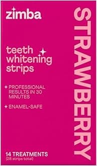 Strawberry Flavored Teeth Whitening Strips | Vegan, Enamel Safe Hydrogen Peroxide Teeth Whitener for Coffee, Wine, Tobacco, and Other Stains | 14 Day Treatment | Strawberry