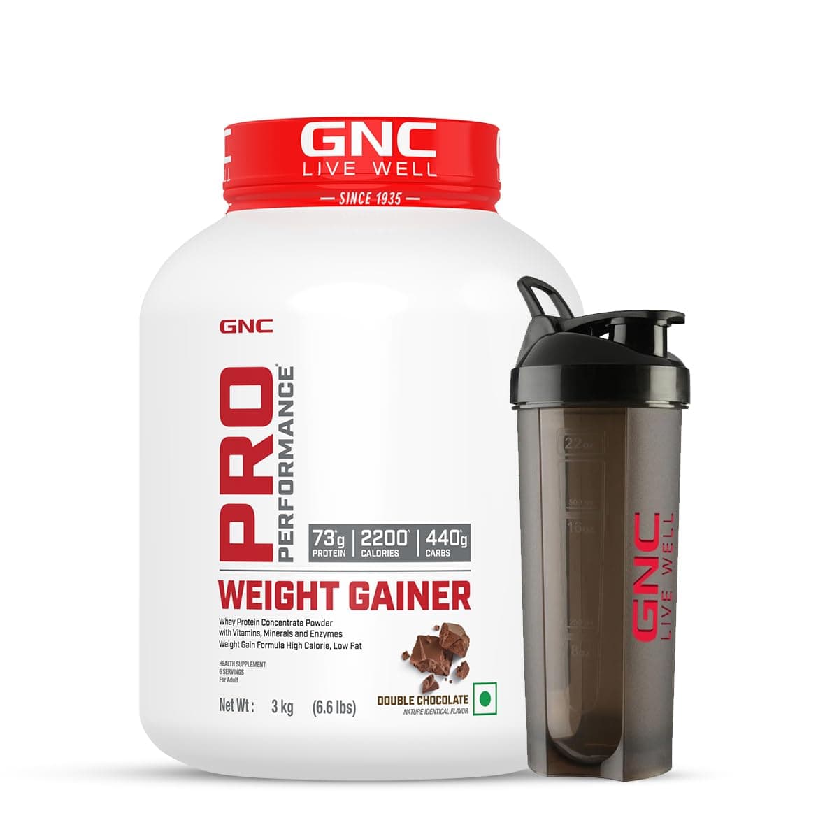 Pro Performance Weight Gainer & Black Shaker (Double Chocolate, 3 Kg with Shaker)