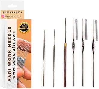Aari & Tulip Needle Combo Pack – 6-Piece Set for Beads, Zardoshi, Thread Work – Includes Tulip Size 14, 23, 24 – Embroidery & Aari Craft Kit