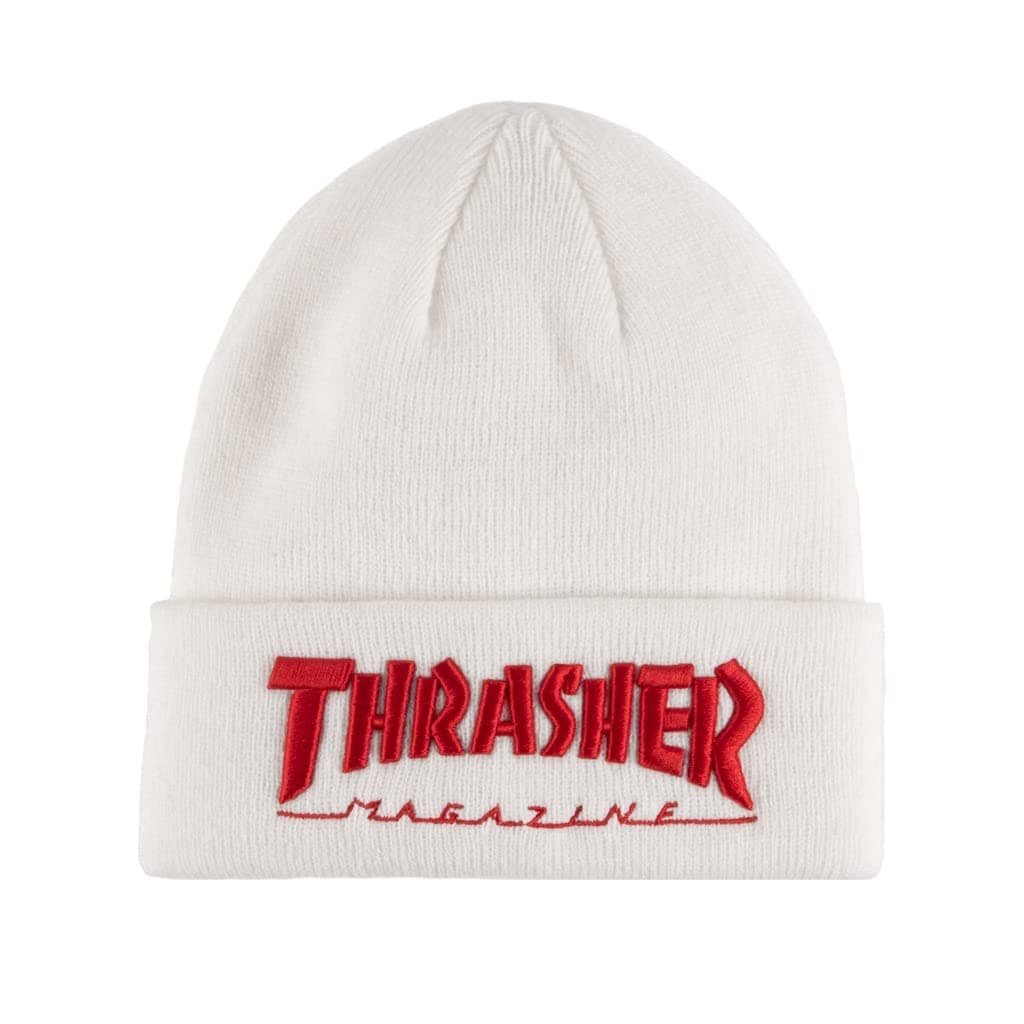 ThrasherEMBROIDERED THRASHER - BEANIE - WHITE / RED