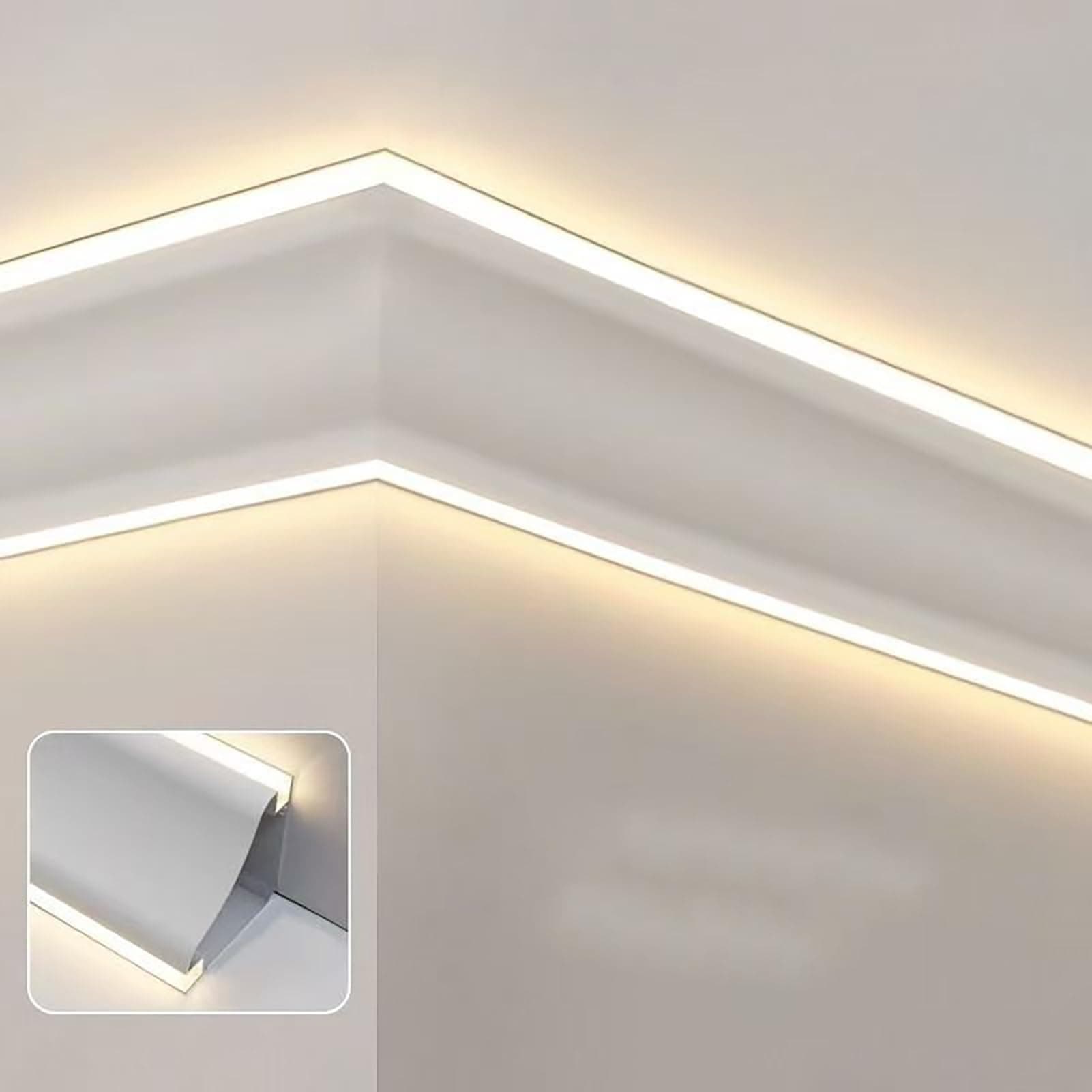 Crown Molding Led Indirect Lighting, Baseboard Led Strip Diffuser for Wall Corner or Ceiling, Surface Mounted Crown Moulding Without Led Strip(1.2m/3.9ft)