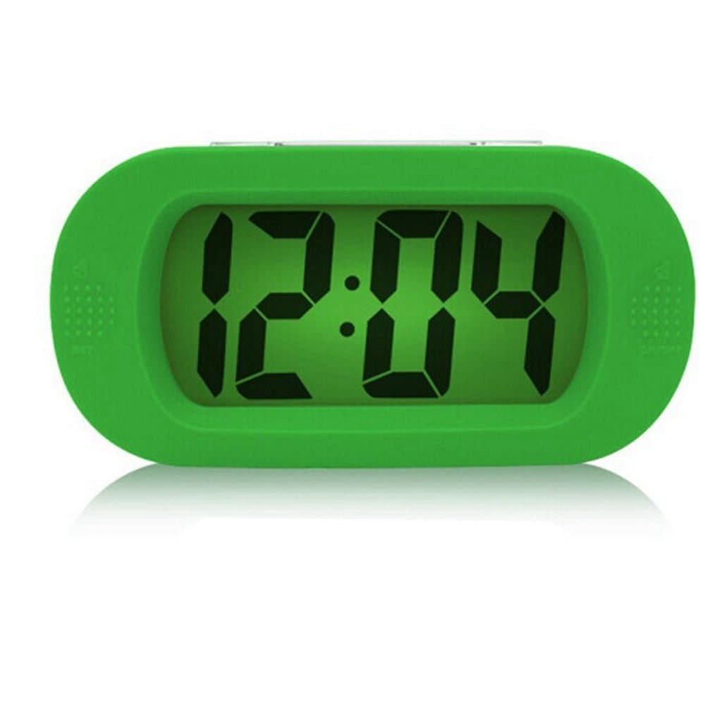 Gurgle LCD Digital Large Screen Alarm Clock Multi-function with Silicone Protective Cover, Great for Elderly People, Table or Wall Clock , Desk Bedside, Offices Conference Rooms, and School Classrooms (Green)