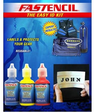 Fastencil Paint Identification Kit to Mark All Your Dive Gear (Blue)