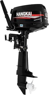 Outboard Motor 6.5HP 4 Stroke 4800W Outboard Petrol Engine Lightweight 55lbs with CDI System Water Cooling for Inflatable Boats/Kayaks
