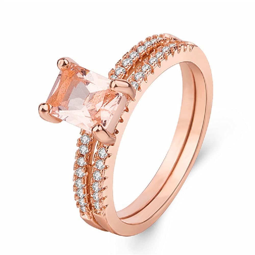 18K Rose Gold Plated Morganite Engagement Ring (Beauty code9)