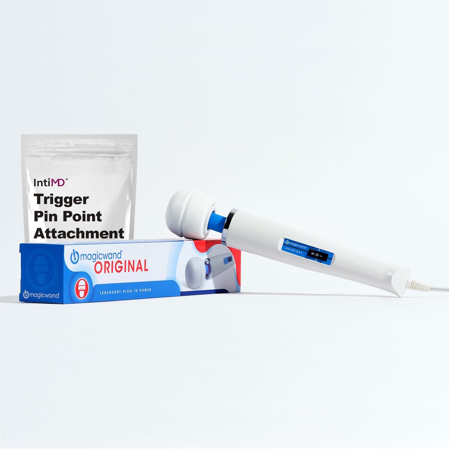 Authentic Magic Wand Original Massager - Ultra-Powerful 2-Speed Plug-in Personal Massager with Free IntiMD Pin Point Attachment