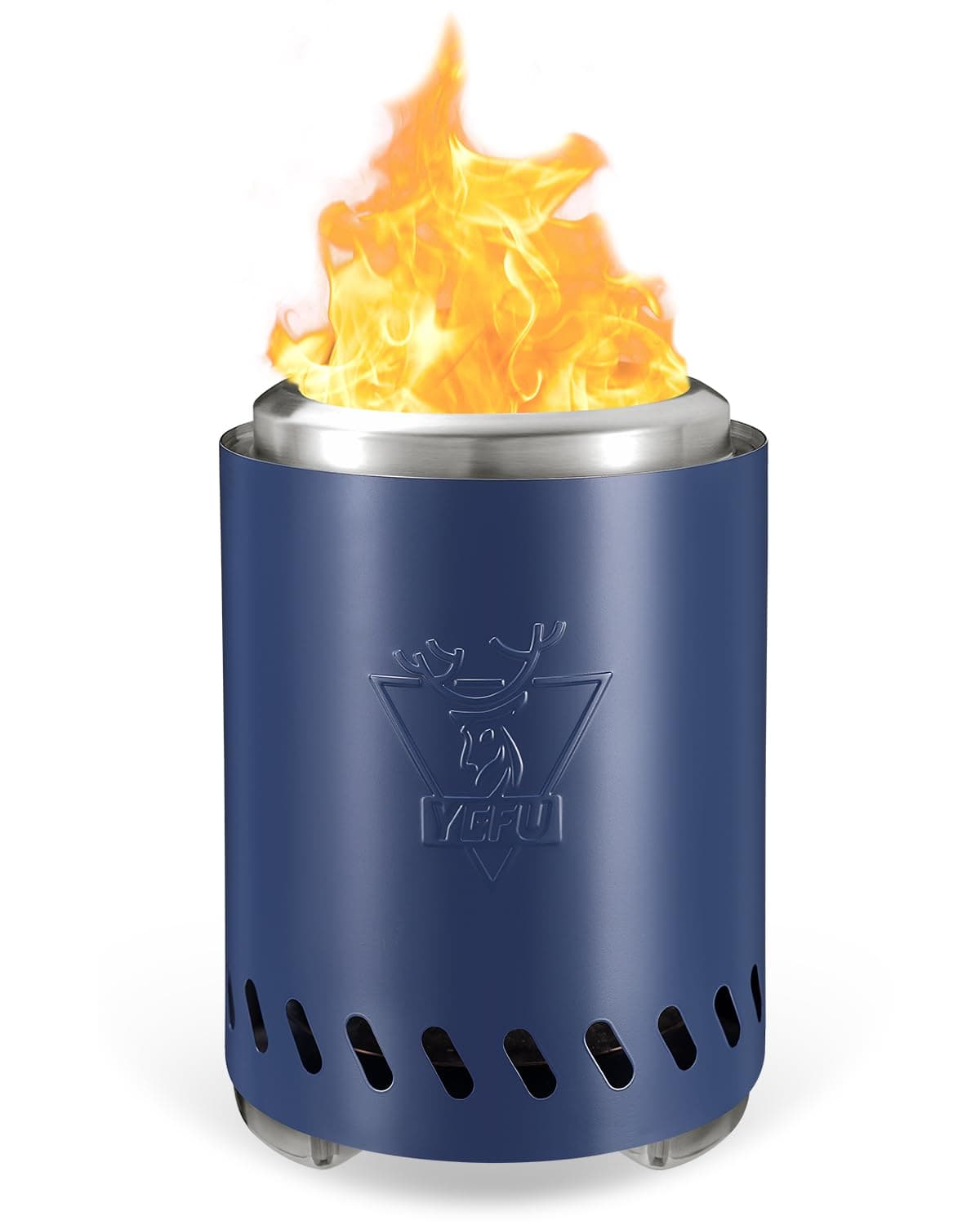 YEFU Tabletop Fire Pit 9.7 x 7.1 in, Low Smoke Camping Stove for Outdoor & Patio, Fueled by Pellets or Wood, Safe Burning Table Top Firepit, with Travel Bag & 2 Mini Sticks & Fireproof Mat, Blue