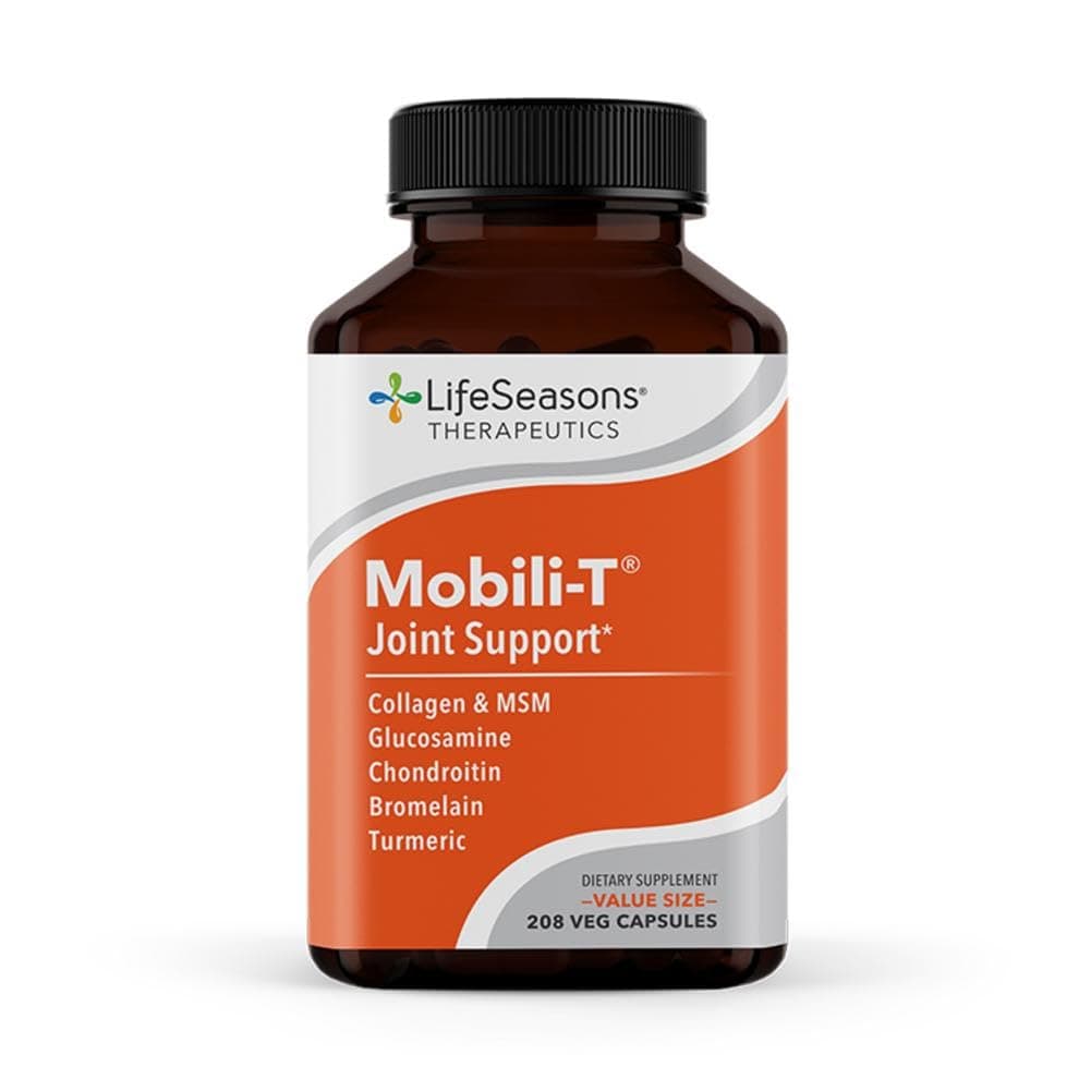 - LifeSeasons Mobili-T - Joint Support Supplement - Reduces Aches & Discomforts - Increase Range of Motion - Rebuild Tissue & Cartilage - MSM Chondroitin Collagen Glucosamine & Turmeric - 208 Capsules