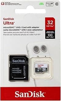 SanDisk SDSQUNC-032G-GN6MA Ultra 32 GB MicroSDHC UHS-I Memory Card with SD Adapter - Standard Packaging