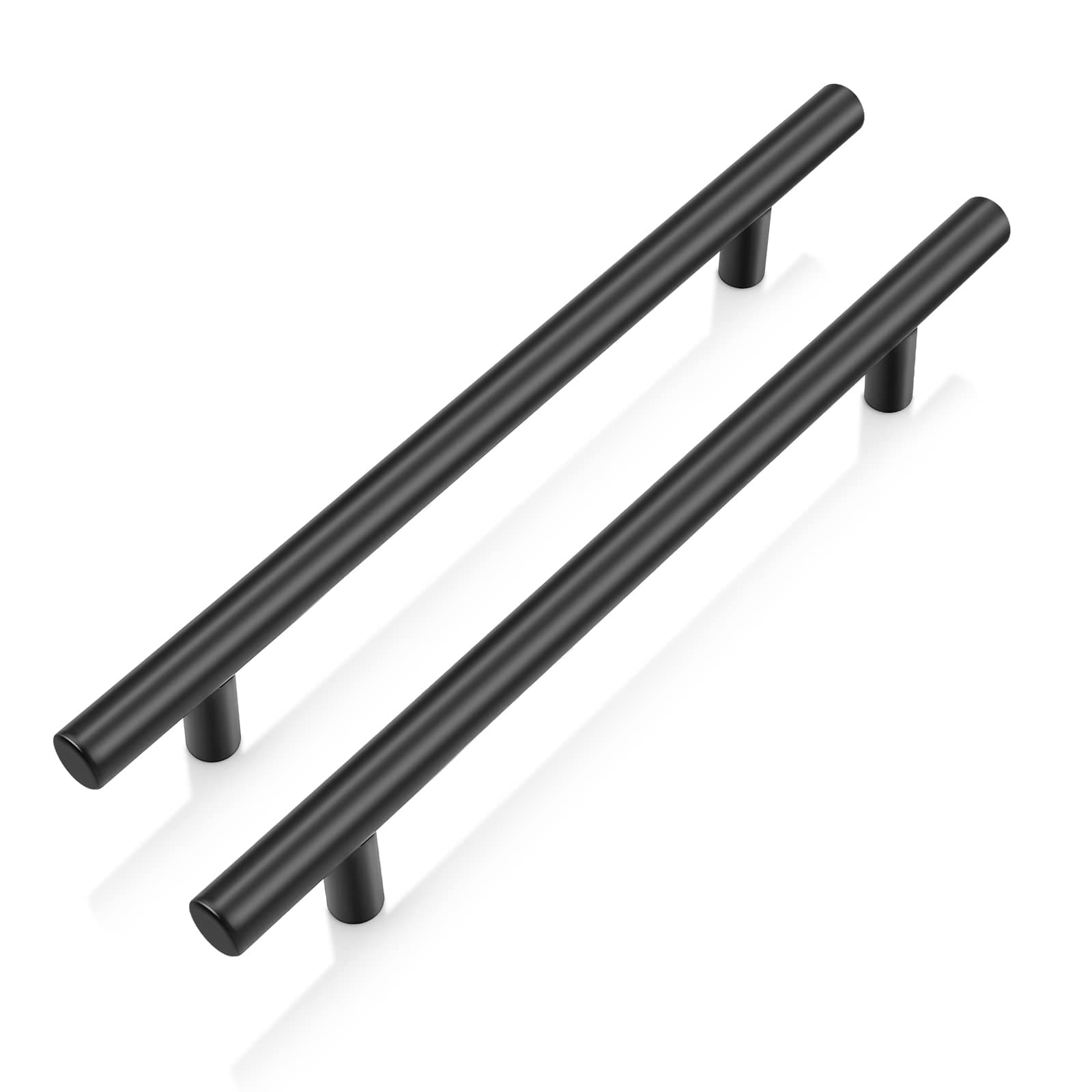 5 Pack Kitchen Door Handles 160mm Hole Centre Flat Black Cabinet Handles Stainless Steel Cupboard T Bar Handle (Screws Included)