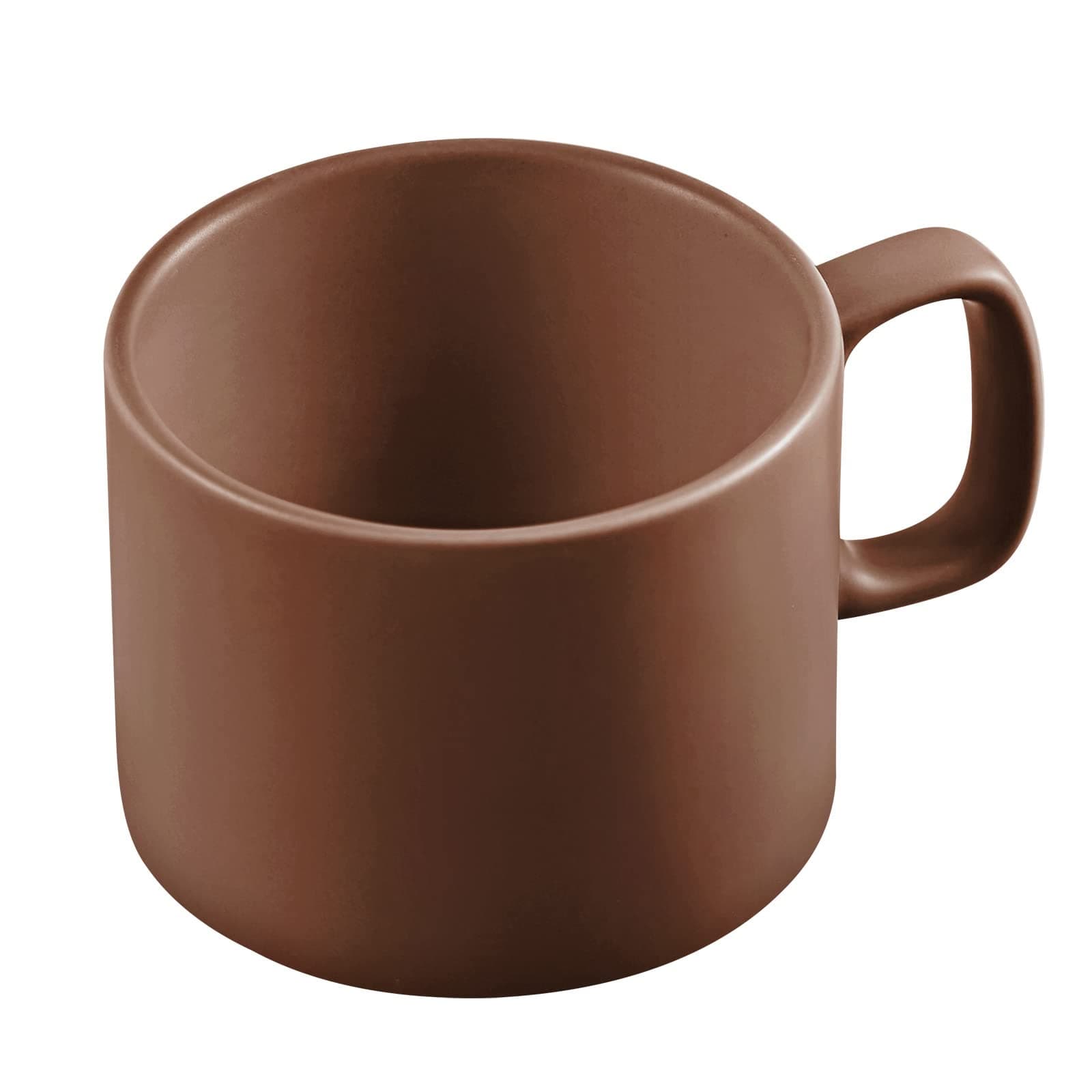 VOBAGA Coffee Mug 11 oz Tea Cup with Flat-Bottom Warming Coffee Milk for Office and Home (Brown)