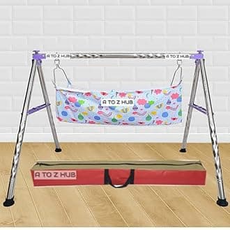 A to Z Hub : Portable Folding Ghodiyu with Free Cotton Cloth- Create a Soothing for Your Precious Little One (Purple)