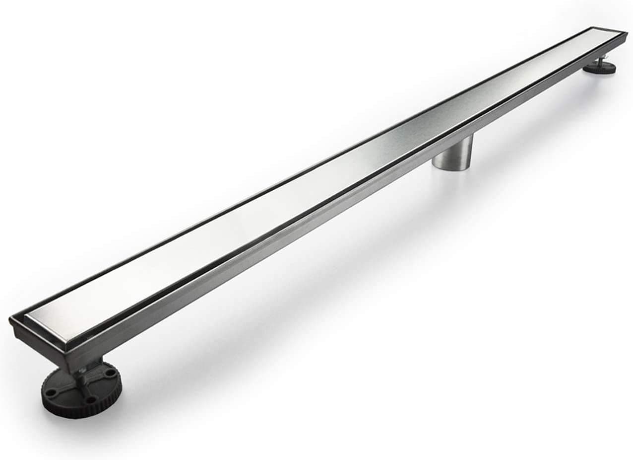 72-Inch Linear Shower Drain with 2-in-1 Flat & Tile Insert Cover,Brushed 304 Stainless Steel Rectangle Shower Floor Drain,Floor Shower Drain with Hair Strainer