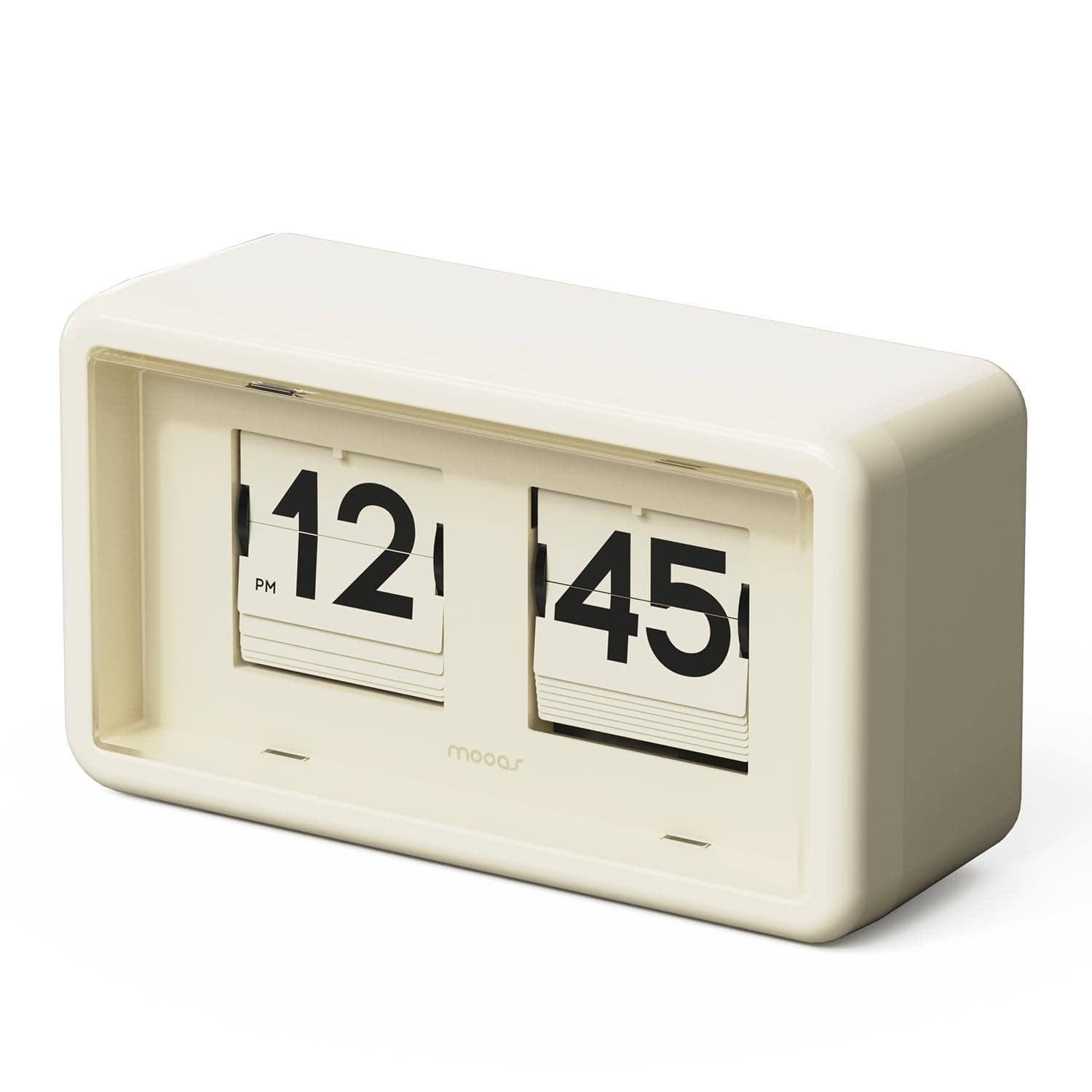 Newtro Flip Desk Clock, Retro Design Auto Flip Clock, Automatic Turning Vintage Flip, Battery Powered, AM/PM, Home Décor Ideal for Home Office School Hotel Café (Cream)