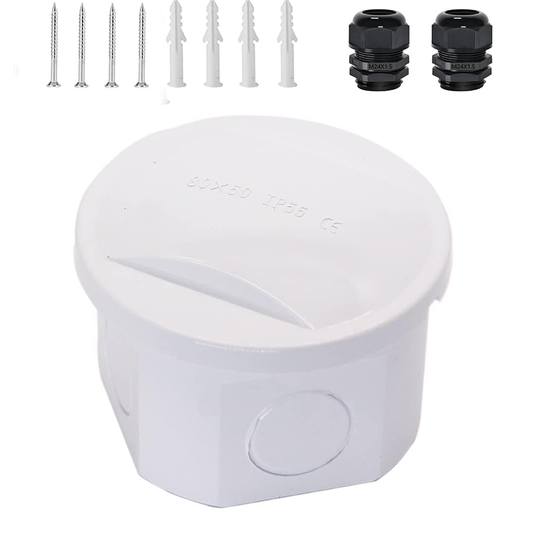 Zulkit Junction Box, Project Box with Reserved Holes IP55 Waterproof Dustproof Electrical Box ABS Plastic Project Enclosure White 3.1 x 2 Inch