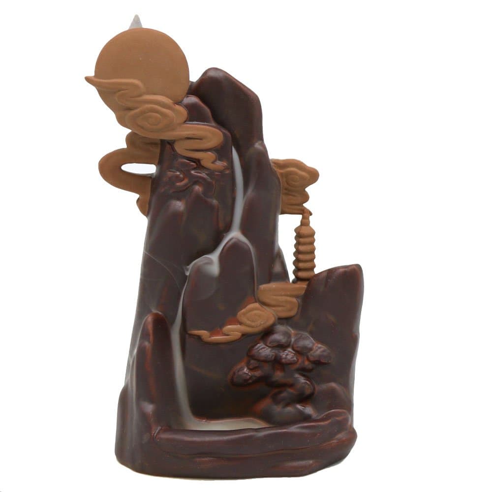 Backflow Incense Burner-Moon & Mountain Ceramic Incense Burner Incense Holder for Tea Ceramony Home Decor Home Fragrance