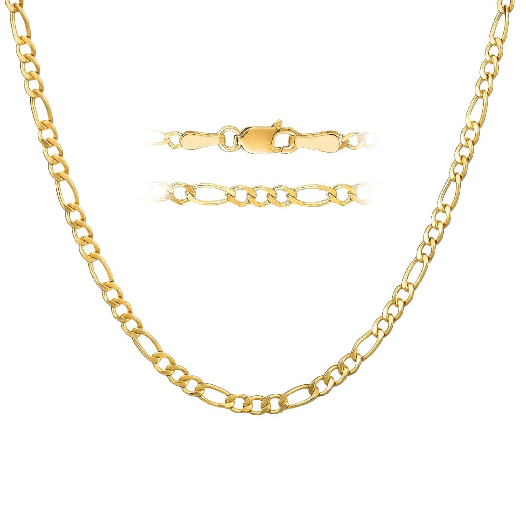 Generic Shop WGS 2mm 14k Solid Yellow Gold Figaro Chain for Men Women 20'' 1.7gm - Diamond Cut Real Yellow Gold Chain Necklace with Lobster Claw Clasp - Jewelry Gifts for Her Him