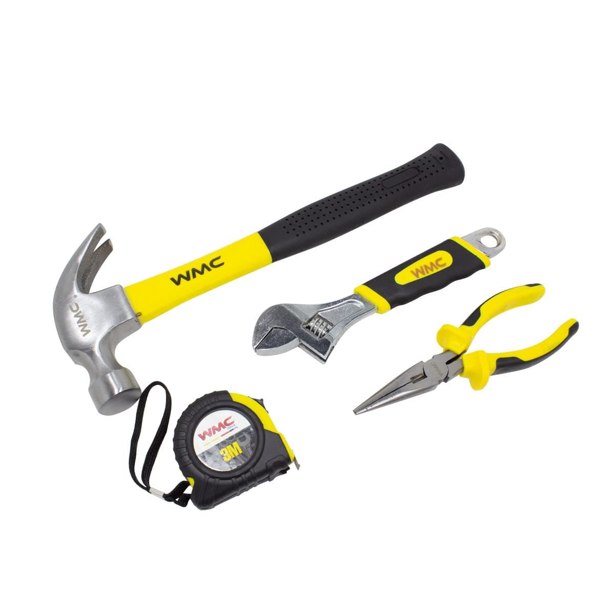 WMC TOOLS A set of for home and work 128 pcs for Home, Garage, Travel in a Practical Case. Combination Wrench, Tape Measure 3m, Long Nose Pliers, Claw Hammer, Adjustable wrench, Screwdrivers