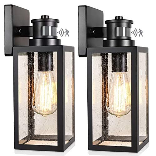 2-Pack Motion Sensor Outdoor Wall Lanterns, Upgrade Dusk to Dawn Sconce, Wate...