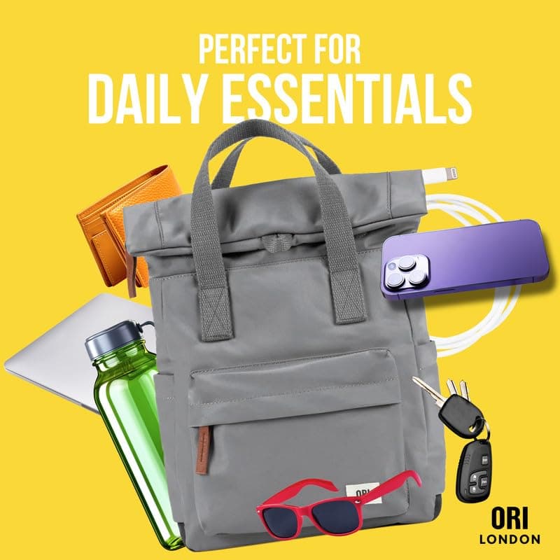 ORI LONDON Travel Backpack - Medium Nylon Rolltop Backpack for Men & Women for Laptop & Accessories - The Canfield, Mustard