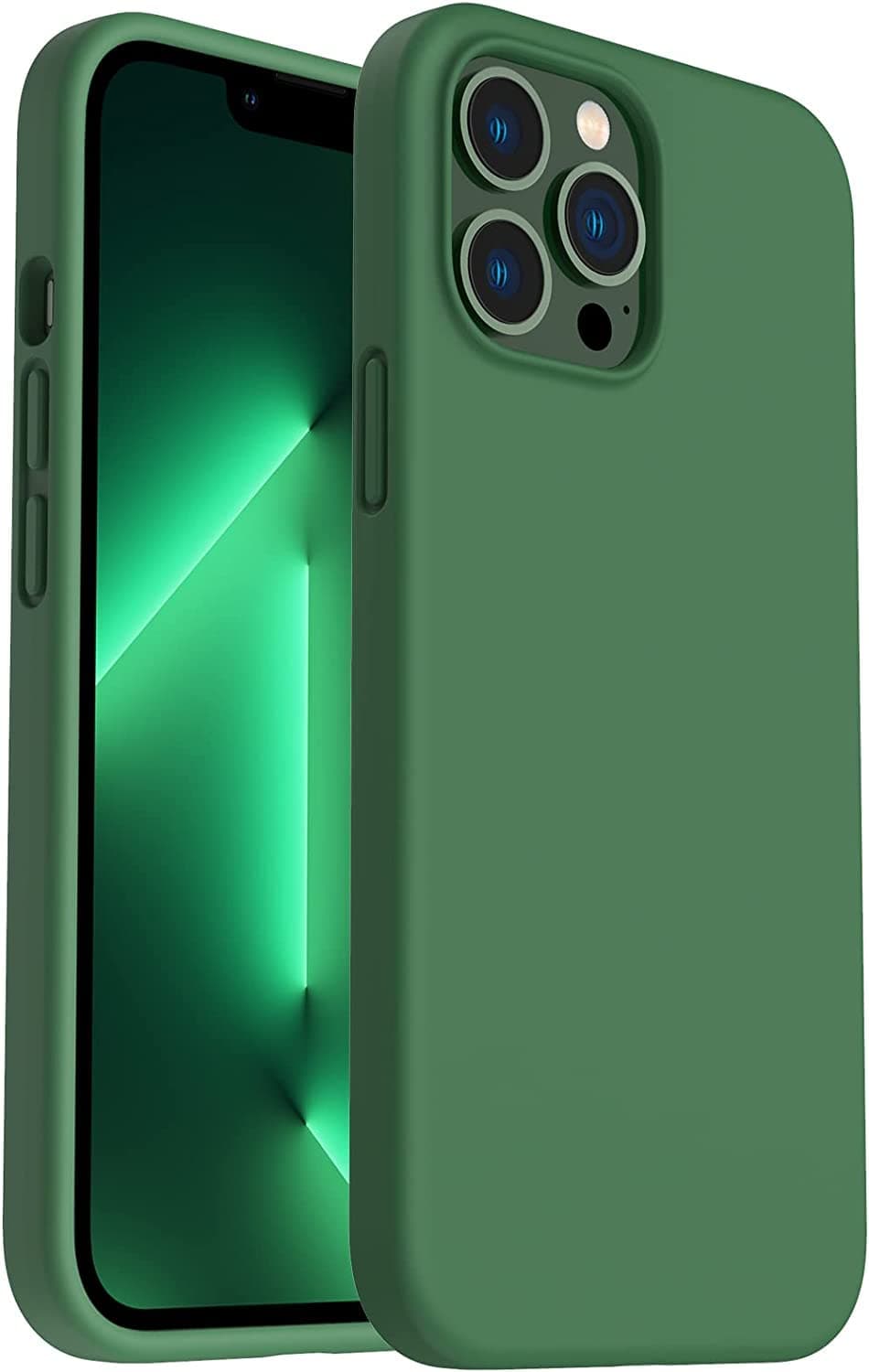 iPhone 12 / iPhone 12 Pro Soft Liquid Silicone Case Full Body Shockproof Protection Raised Camera Edges Matte Finish Cover Soft Microfiber Cushion Slim Case (iPhone 12 / iPhone 12 Pro, Green)