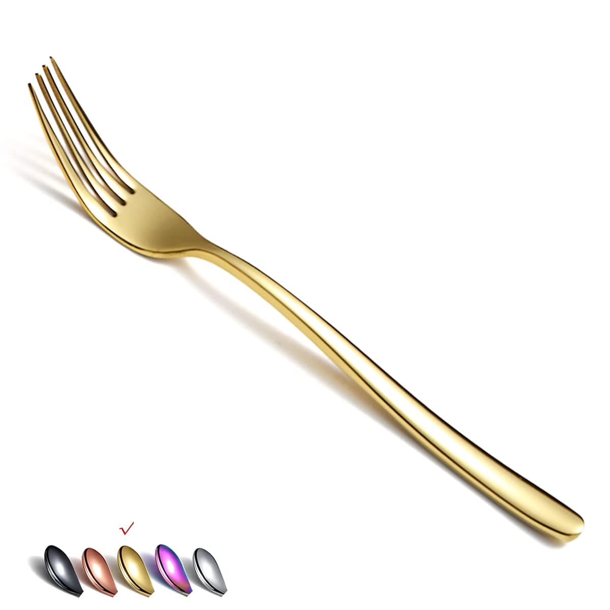 Gold Dinner Forks 6 Piece, Stainless Steel 8'' Forks Silverware Set, Dessert Forks, Table Forks, Salad Forks for Home, Kitchen or Restaurant, Dishwasher Safe