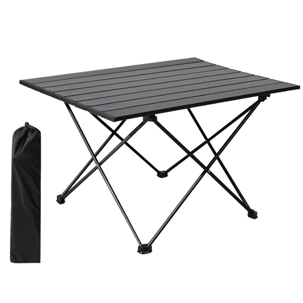 Portable Camping Table, Roll Top Aluminum Folding Lightweight Camping Table with Carry Bag for Picnic, Beach, Fishing, BBQ, Hiking, Fishing (Size M)