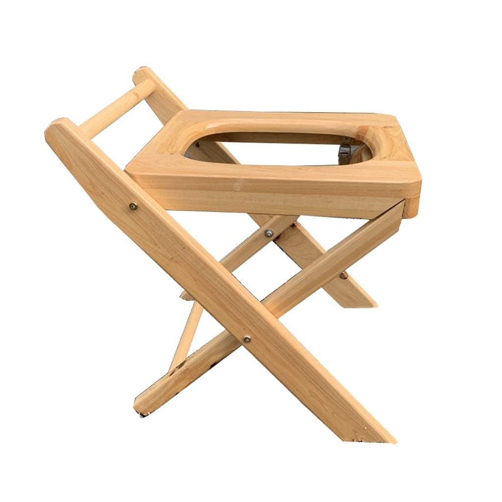 GLJ Folding Commode All Solid Wood Folding Toilet Chair, Portable Camping Toilet Stool, Mobile Bathroom Shower Chair (Size : 40cm)