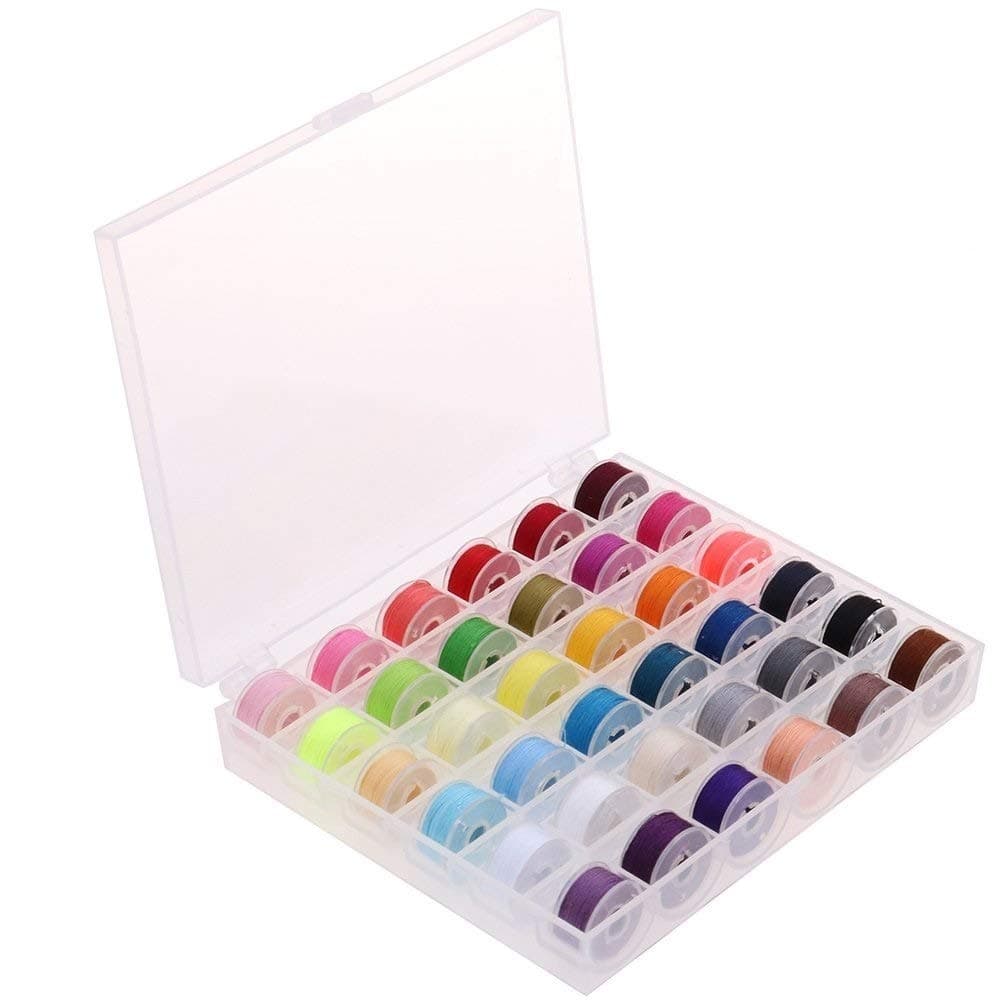 36Pcs Sewing Machine Bobbin Threads with Storage Case Box, Pre-Wound Bobbins Set for Brother/Babylock/Janome/Elna/Kenmore/Babylock/Singer Sewing Machine(Assorted Colors)