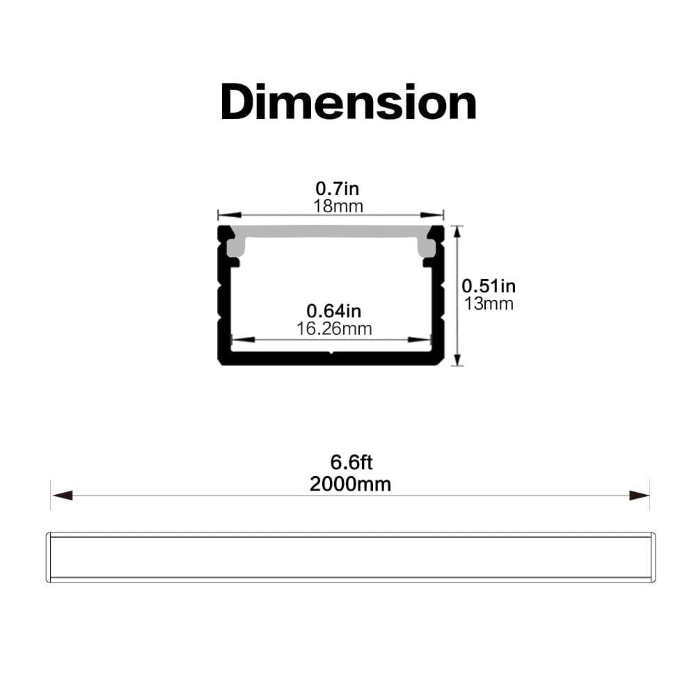 hunhun 10-Pack 6.6ft/ 2Meter Plus-Size U Shape LED Aluminum Channel System with Milky Cover, End Caps and Mounting Clips, Aluminum Profile for LED Strip Light, Special for Philips Hue Strip