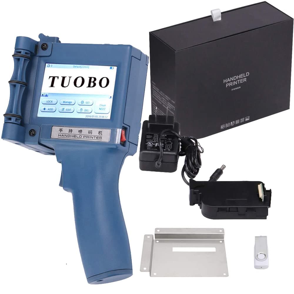Tuobo Portable Intelligent High Definition Handheld Inkjet Printer, Inkjet Code Printer,Label Printer,LED Screen Display Inkjet Coding Machine for Trademark,Logo,Graphic (Handheld Inkjet Printer)