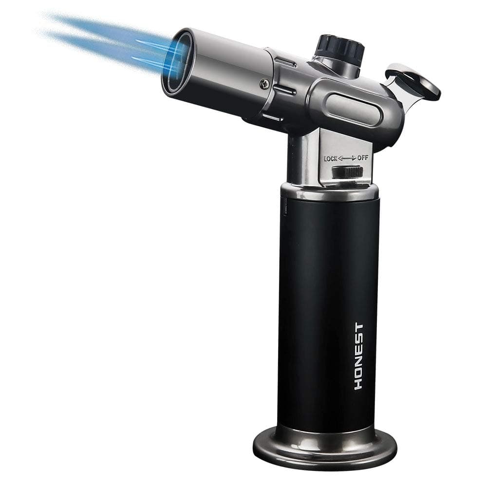 PROMISE Culinary Torch, Windproof lighter, Butane Torch, Adjustable Flame, Cooking Torch, Candle lighter, Camping Home Use Welding(Black)