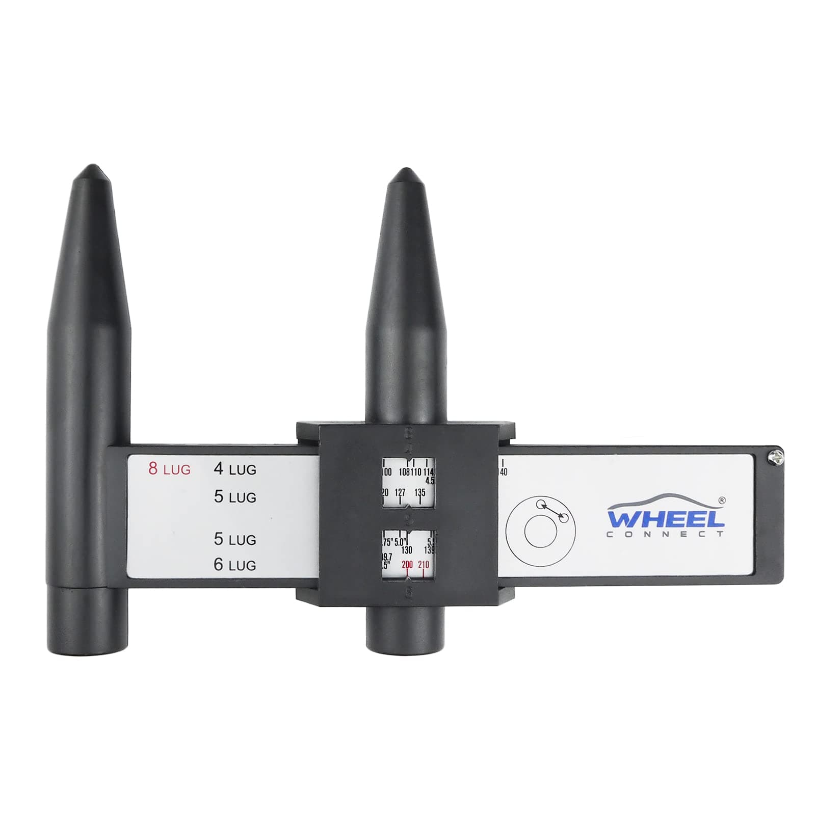 WHEEL CONNECT PCD Gauge,Wheel/Rim Bolt Pattern Measuring Tool, PCD Ruler, Sliding Caliper for 4 5 6 8 Holes