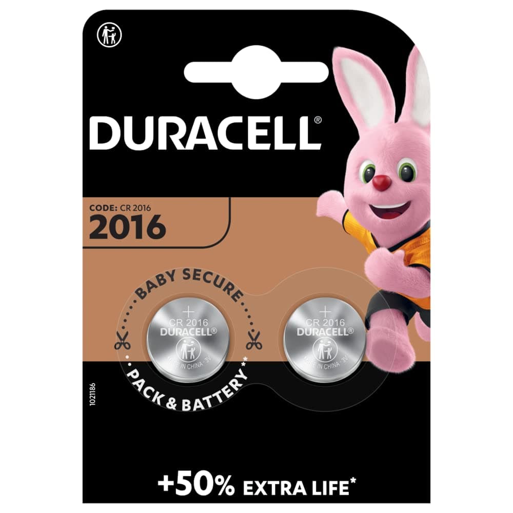 DURACELL BUTTON LITH BATT 3V PK2 DL2016