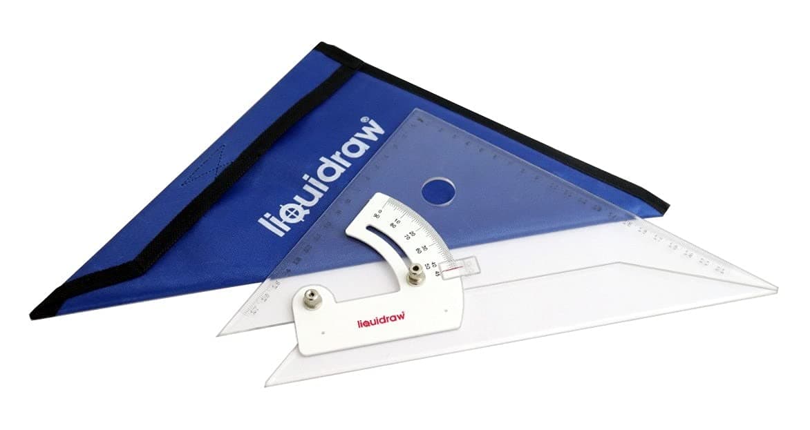 Liquidraw Adjustable Set Square 12" / 30 cm | Clear Acrylic Ruler with Bevel Edge | Precision Measuring & Drafting Tool for Woodworking, Construction & Architectural Drawing | Storage Pouch Included