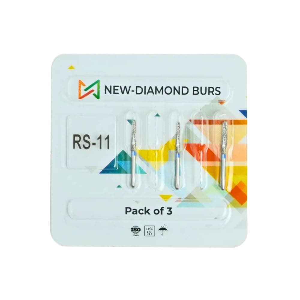 Diamond Rounded Shoulder Bur RS-11 (Pack of 3) | Precision Crown Preparation | Smooth, Controlled Cutting | Durable Diamond Coating