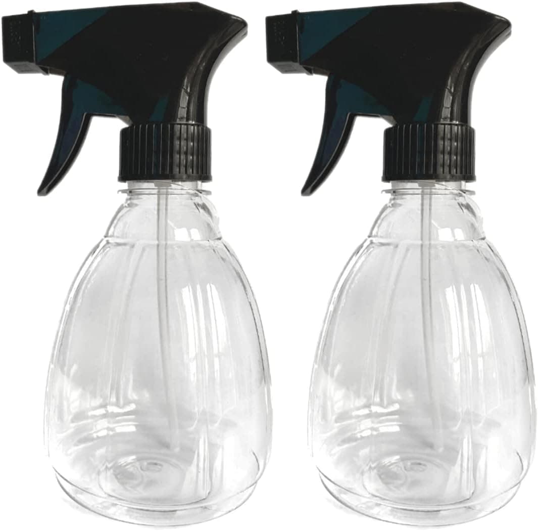 Pack Of 2 Spray Bottle 400Ml – Adjustable Nozzle Mist And Stream, Refillable Water Spray Bottle For Hairdressing, Cleaning, Plants And Household Use (See Through)