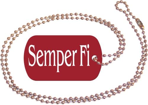 Semper Fi Red Dog Tag with Neck Chain