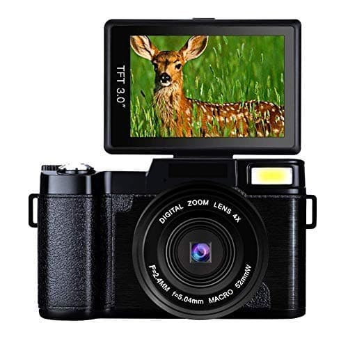 Digital Camera Full HD Video Camera 1080p 24.0MP Vlogging Camera Flip Screen 180 Degree Rotation … (BLACK1)