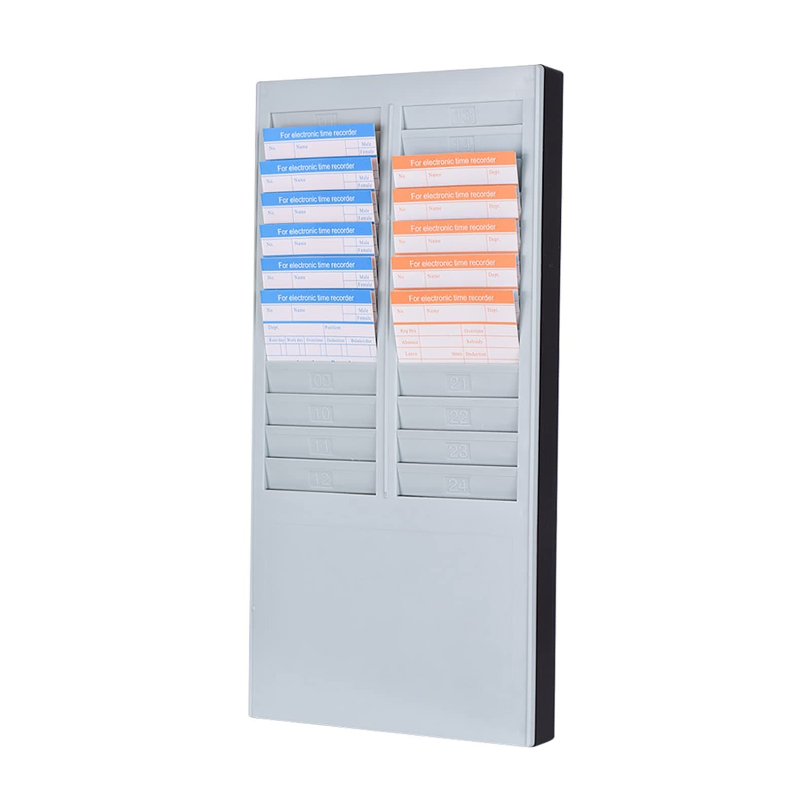 Time Card Holder,Time Card Rack Wall Mount Holder 24 Pocket Slot for Attendance Recorder Punch Time Office
