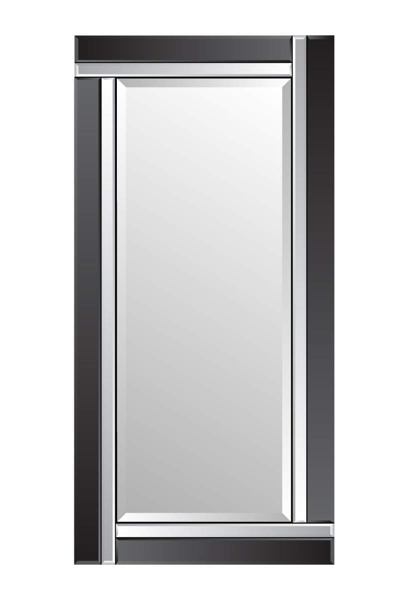 – Large Bevelled Wall Mirror, Black/Silver, 174 x 85 cm