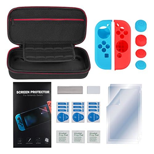 Nintendo Switch 3 in 1 Starter Kit, Switch Screen Protector + Carrying Case + Silicone Cover for Nintendo Switch Controller & Console & Games