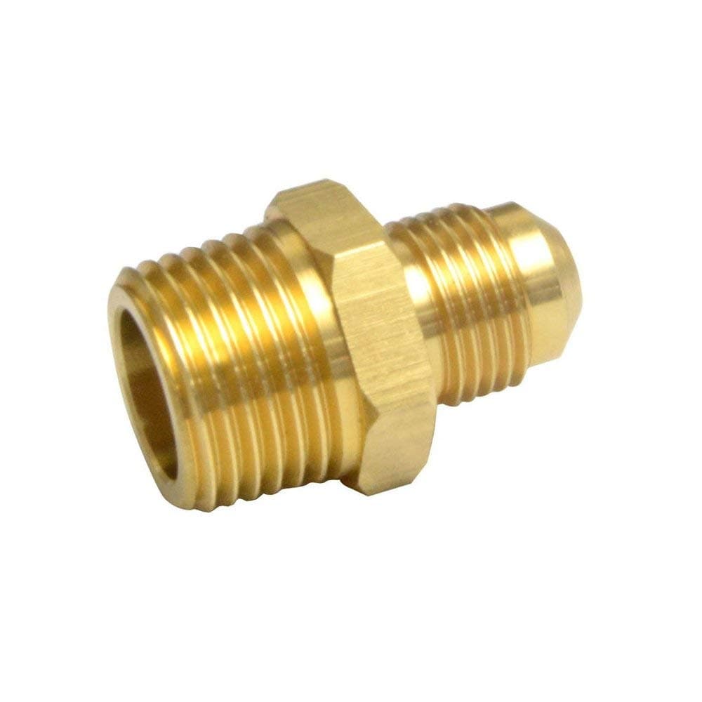 METER STAR 2 PCS Compression Metals Brass Couples Tube Fitting, Half-Union Gas Adapter, 3/8" Flare x 1/2" Male Pipe