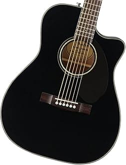 Fender CC-60SCE Concert Cutaway Acoustic Guitar, with 2-Year Warranty, Black