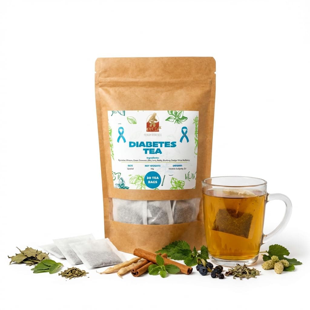 KUKER Diabetic Tea - Blood Sugar Controller Herbal Tea with Cinnamon, White Mulberry Leaves, Nettle, Stevia & Galega Herb, Flavoured, Blood Sugar Diet - 20 Tea Bags, 30g