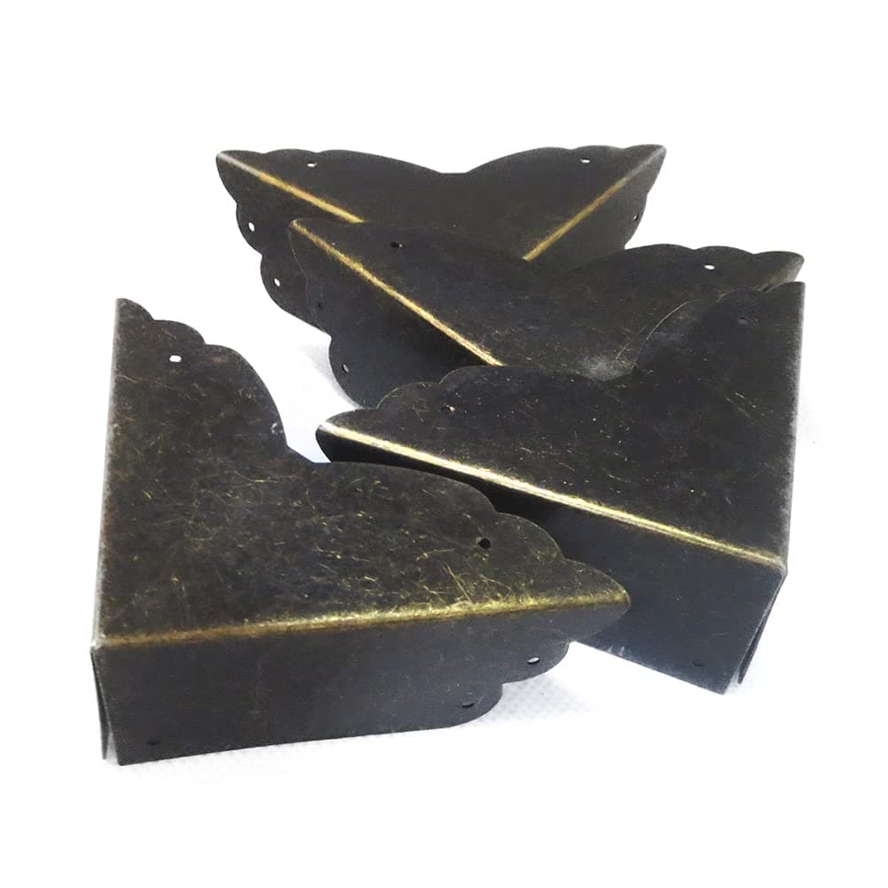 Corner Guard 4 Pcs Decorative Desk Box Corner Protector Desk Case Edge Cover Safety Guard Furniture Corner Bumpers Thickened Hardware Accessories for Jewrlry Box Cabinet Large（Bronze B）