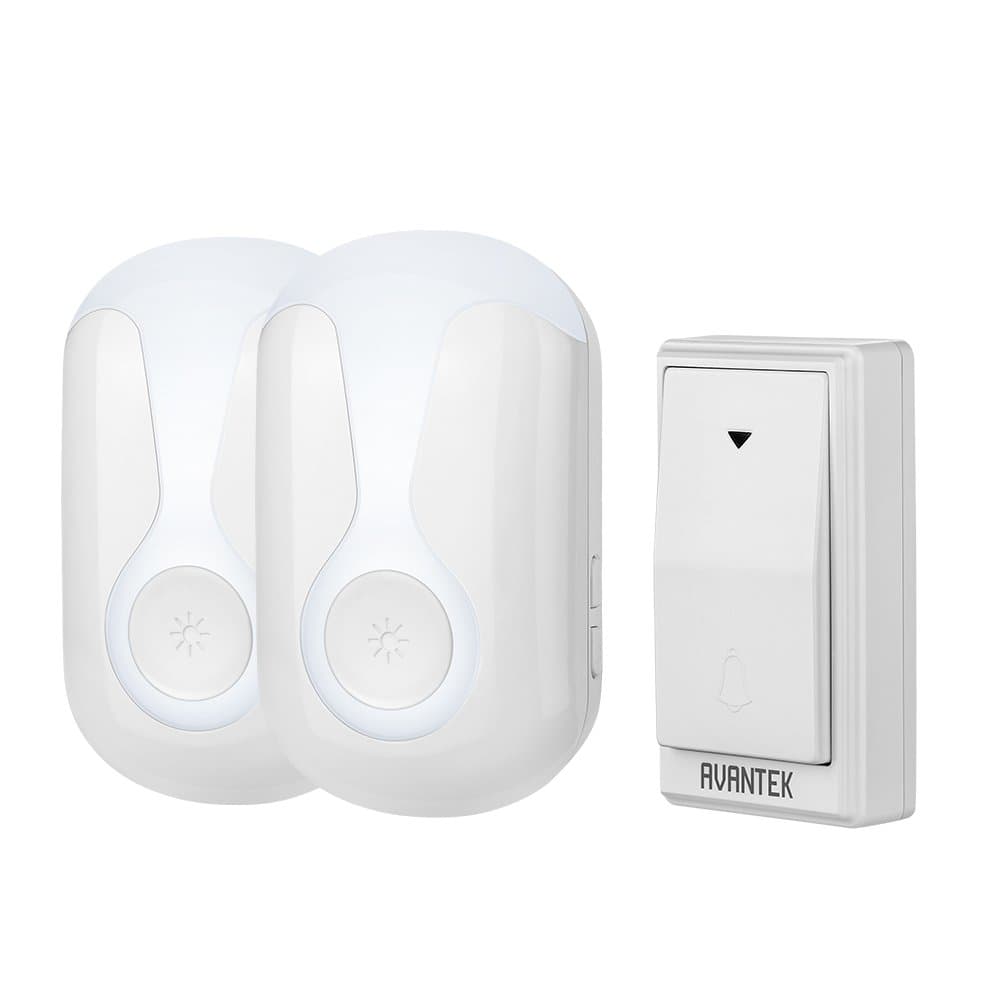 Wireless Doorbells, Mini, (1 Push +2 Receiver, White)