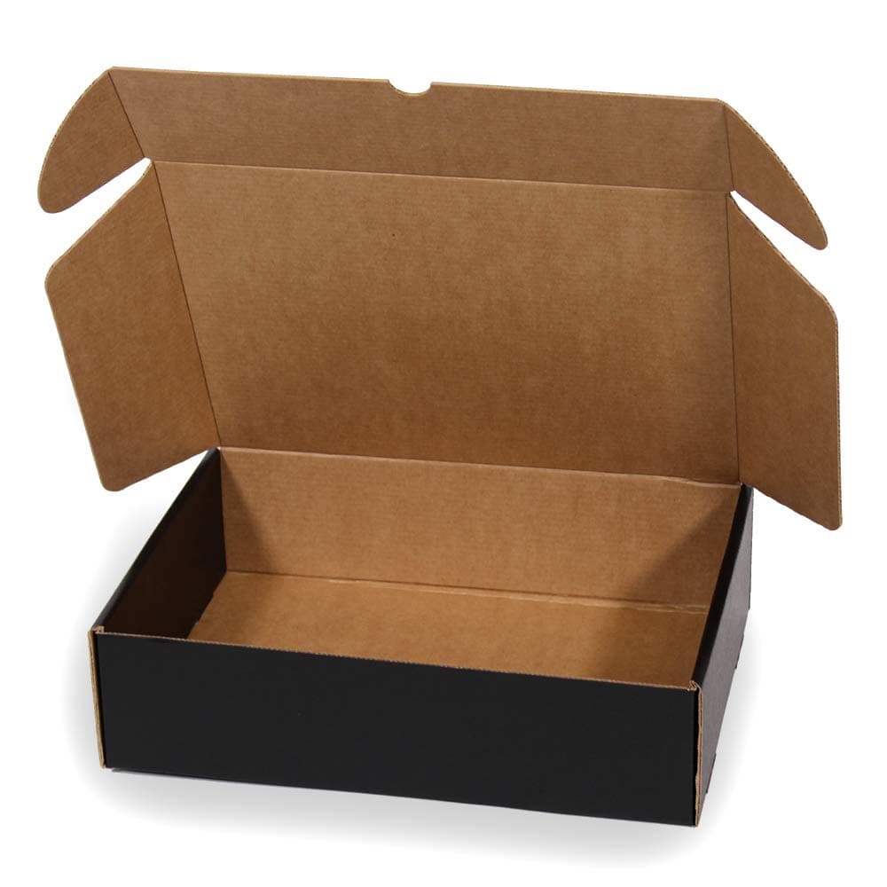 Kartox Black Cardboard Box Pack - Self-Assembled, Sturdy, Size L (30 x 22 x 8 cm), 20 Pieces
